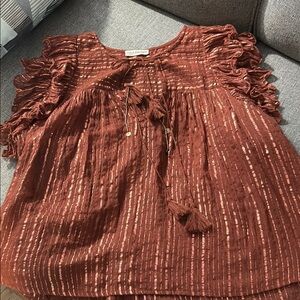 Ulla Johnson Rust Ruffled Blouse
